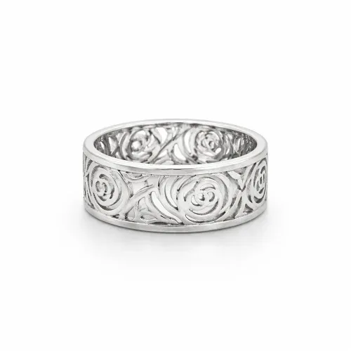 دبلة ذهب أبيض منقوشة